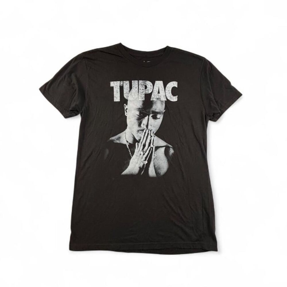 2Pac Tupac Shakur Black Graphic Band T-Shirt Men's Small Hip Hop Tee